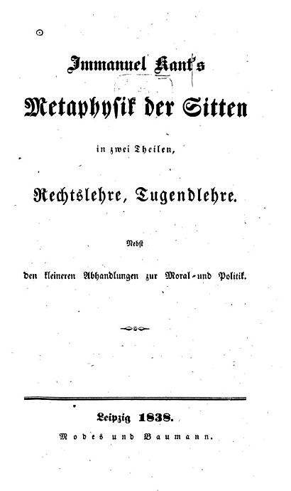 Methaphysik der Sitten